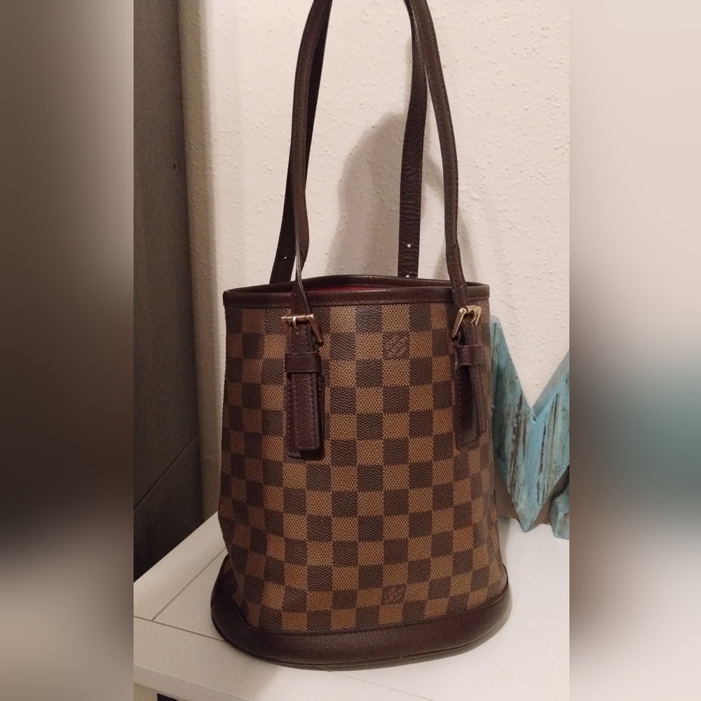 Louis Vuitton Damier Ebene Bucket Bag With Matching Wallet EUC - Picture 12 of 16